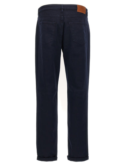 Jeans by Brunello Cucinelli for men in stretch denim cotton blue features a polished silhouette with a polished , reaching a polished long and finished with a polished .