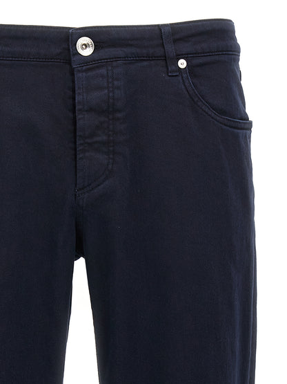 Jeans by Brunello Cucinelli for men in stretch denim cotton blue features a refined silhouette with a refined , defined by a and a refined long for a refined finish.
