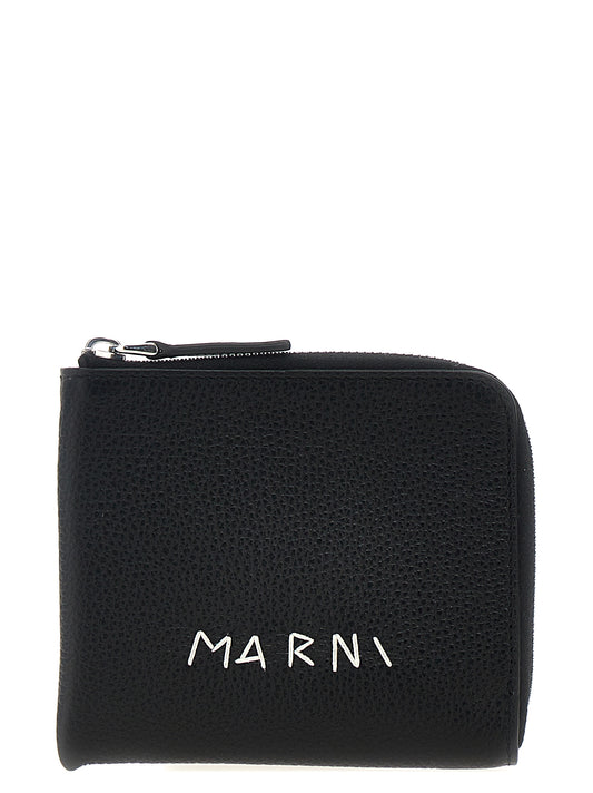 Wallet by Marni for men in bos taurus calfskin leather black presents a architectural silhouette from the Bos Taurus Calfskin Leather Wallet collection, showcasing architectural for a architectural finish.