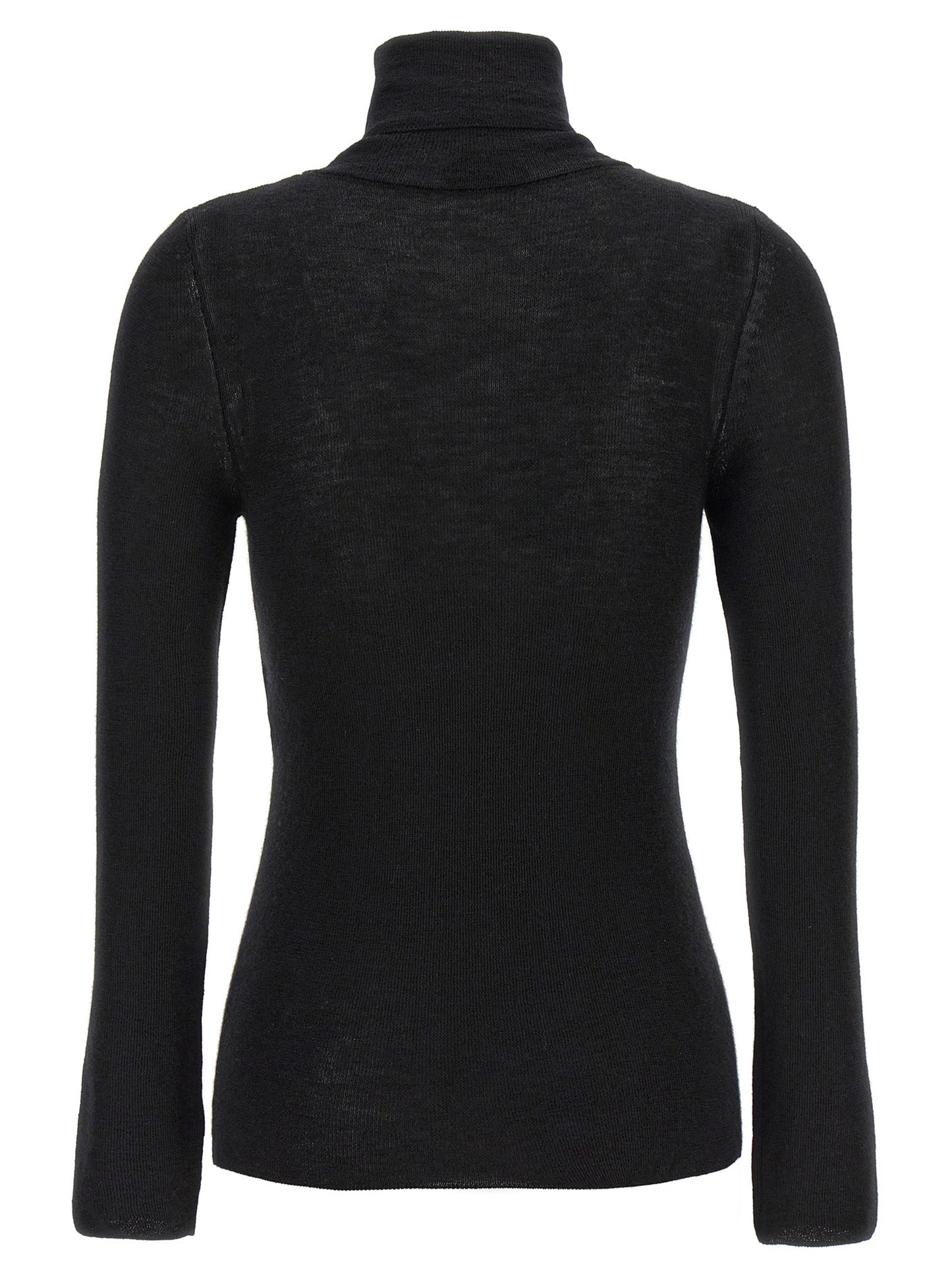 Cardigan by Tom Ford for women in cashmere silk black presents a textural silhouette, artfully finished with a textural turtle high-neck neckline and for a sophisticated, textural look.