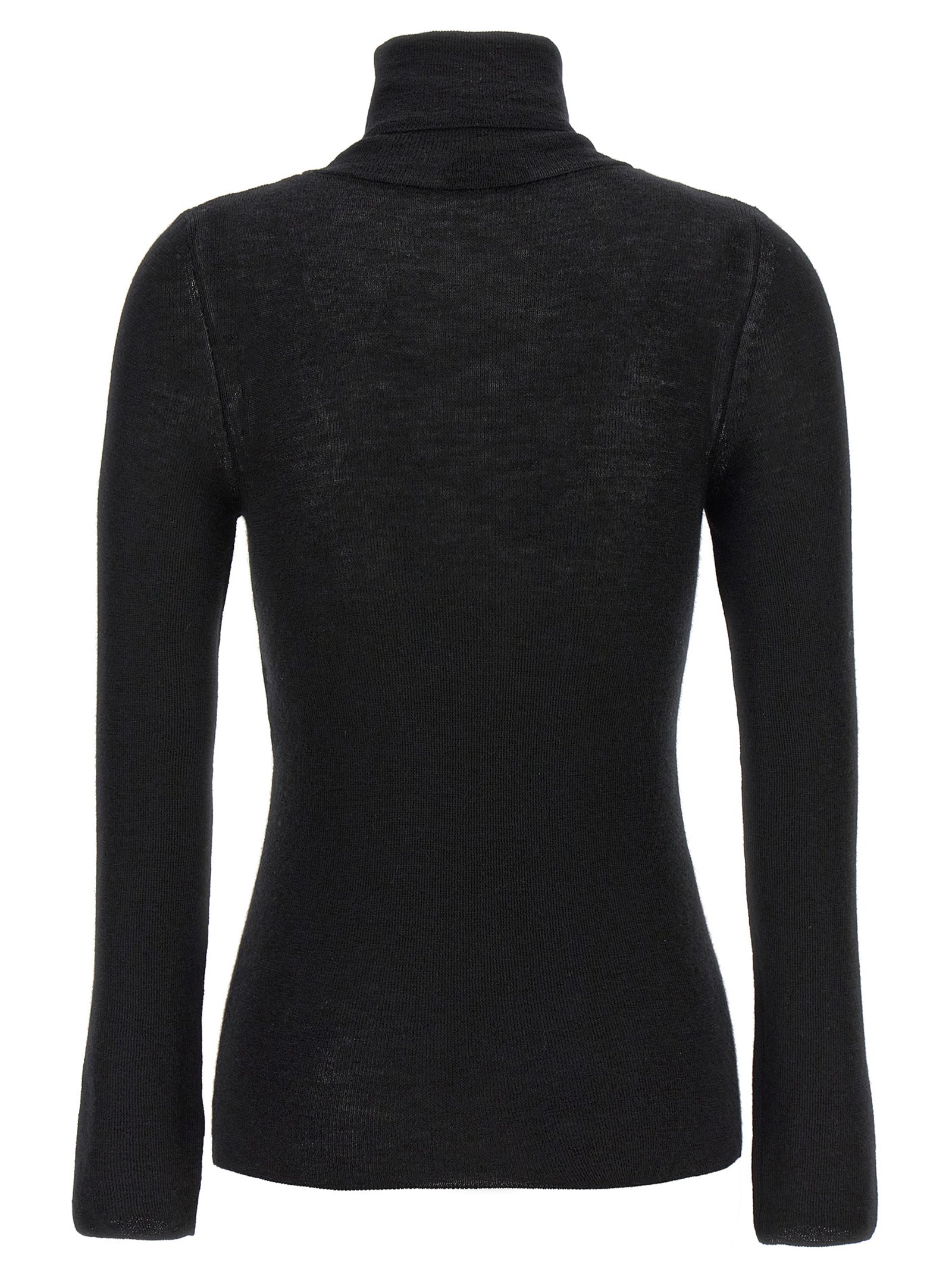 Cardigan by Tom Ford for women in cashmere silk black presents a textural silhouette, artfully finished with a textural turtle high-neck neckline and for a sophisticated, textural look.