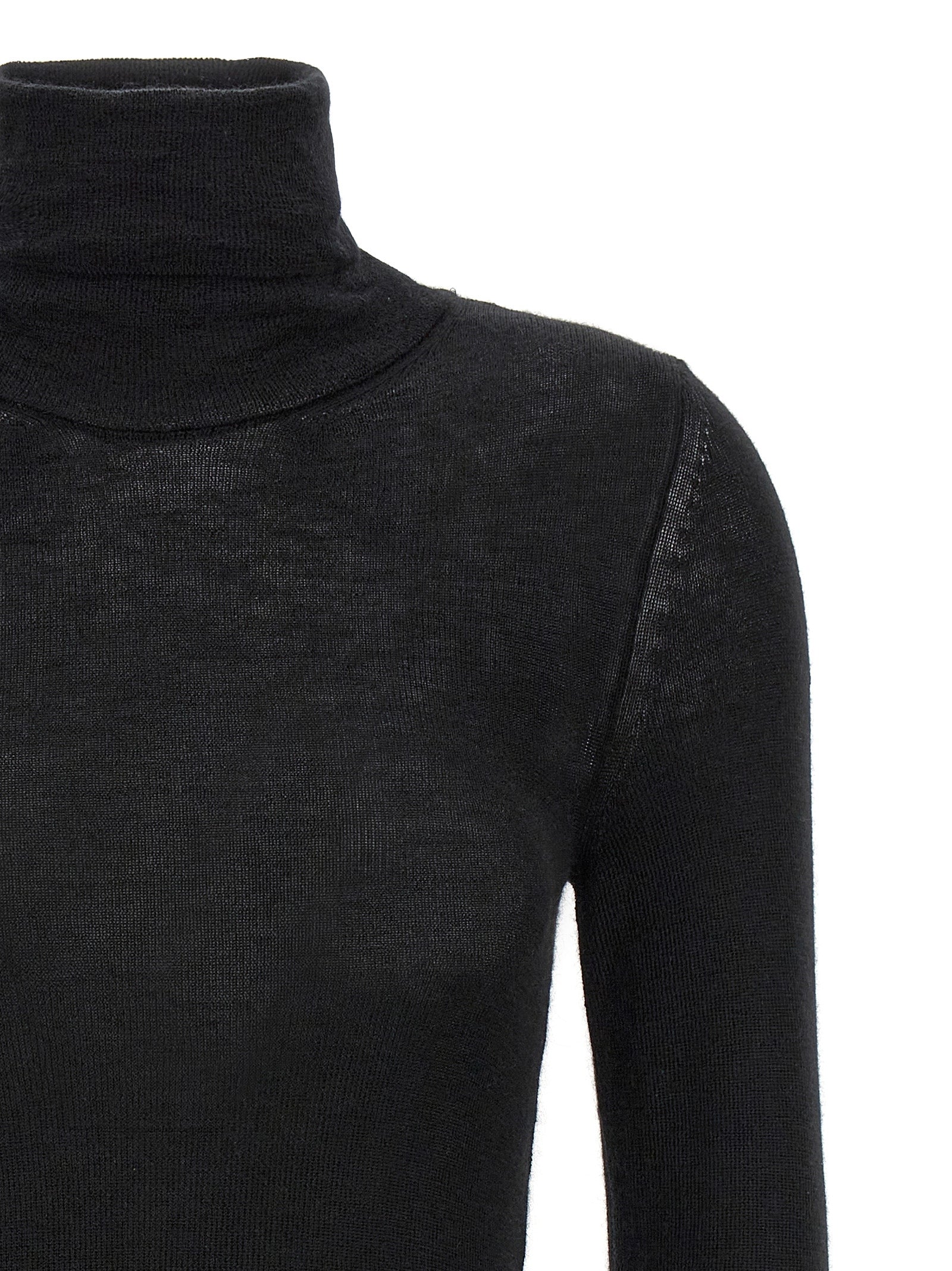 Cardigan by Tom Ford for women in cashmere silk black showcases a captivating silhouette, artfully detailed with a captivating and turtle high-neck neckline for a truly sophisticated captivating look.