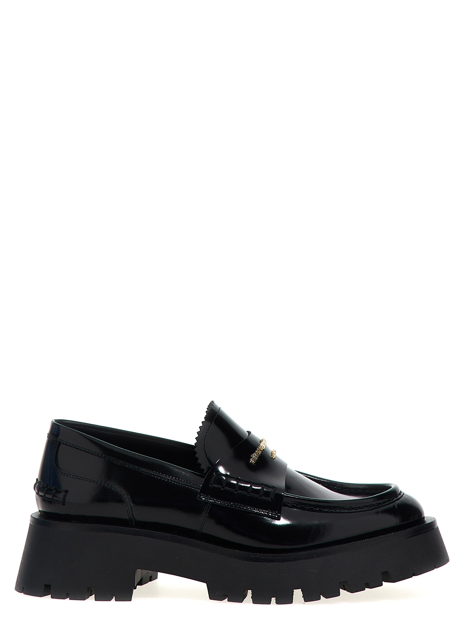 Flat Loafer Slip-On Shoes by Alexander Wang for women in bos taurus cowhide leather black showcases a impeccable silhouette as Women's Bos Taurus Cowhide Leather Flat Loafer Slip-On Shoes, artfully designed with a impeccable flat and refined for a impeccable finish.