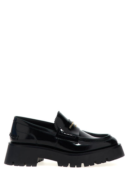 Flat Loafer Slip-On Shoes by Alexander Wang for women in bos taurus cowhide leather black showcases a impeccable silhouette as Women's Bos Taurus Cowhide Leather Flat Loafer Slip-On Shoes, artfully designed with a impeccable flat and refined for a impeccable finish.