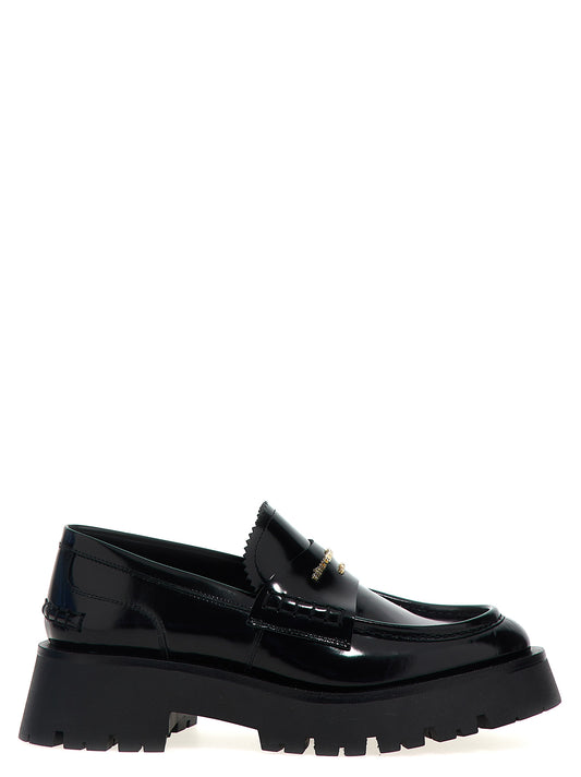 Flat Loafer Slip-On Shoes by Alexander Wang for women in bos taurus cowhide leather black showcases a impeccable silhouette as Women's Bos Taurus Cowhide Leather Flat Loafer Slip-On Shoes, artfully designed with a impeccable flat and refined for a impeccable finish.
