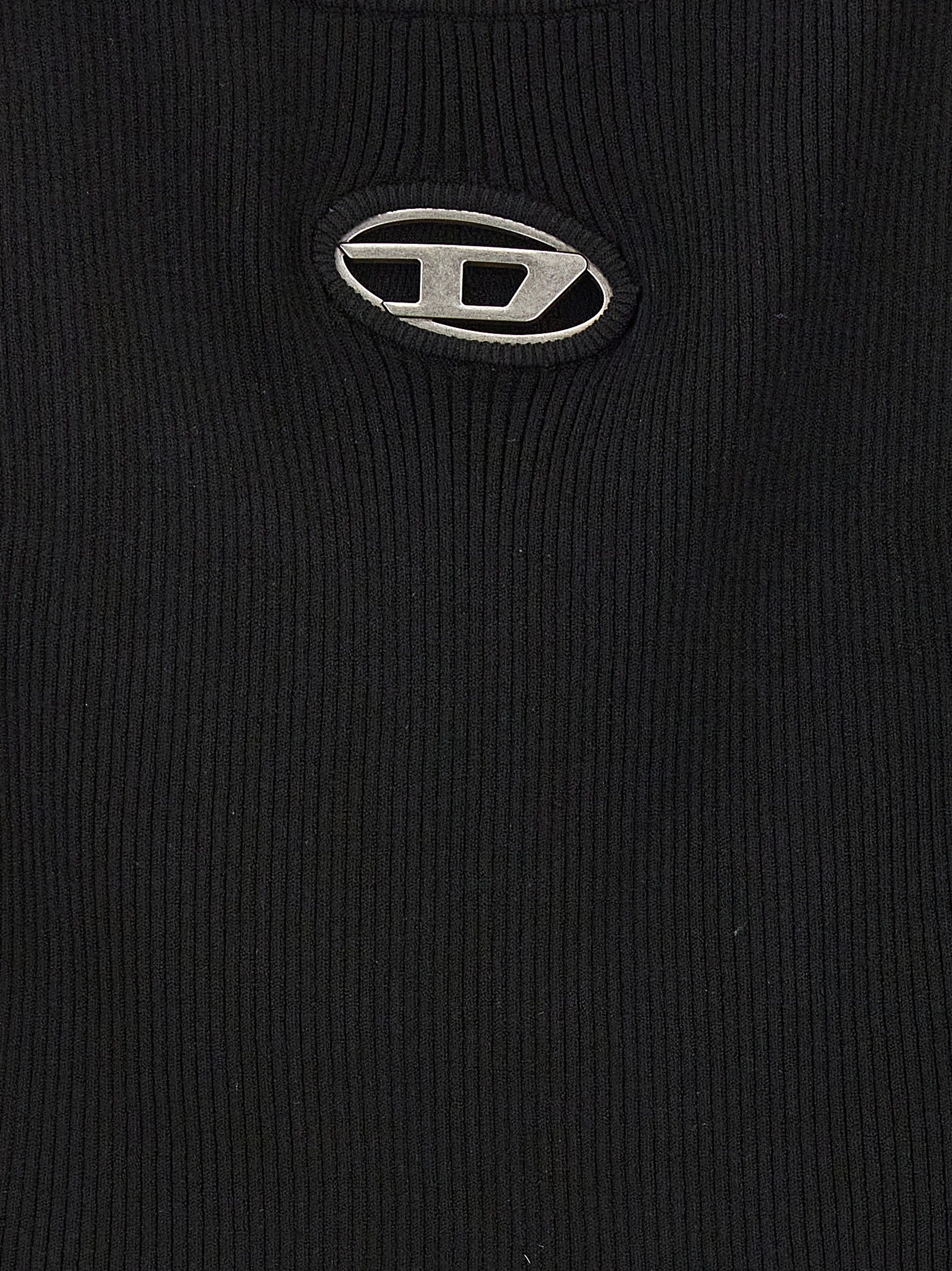 Cardigan by Diesel for women in viscose & polyester black & patterned features a dramatic silhouette, showcasing a sophisticated and dramatic detail for a timeless, premium look.
