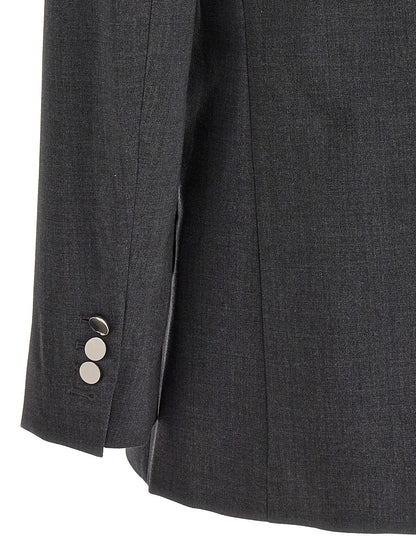 Blazer by Theory for women in wool gray showcases a discerning silhouette, elegantly detailed with a sophisticated and premium for a truly discerning finish.