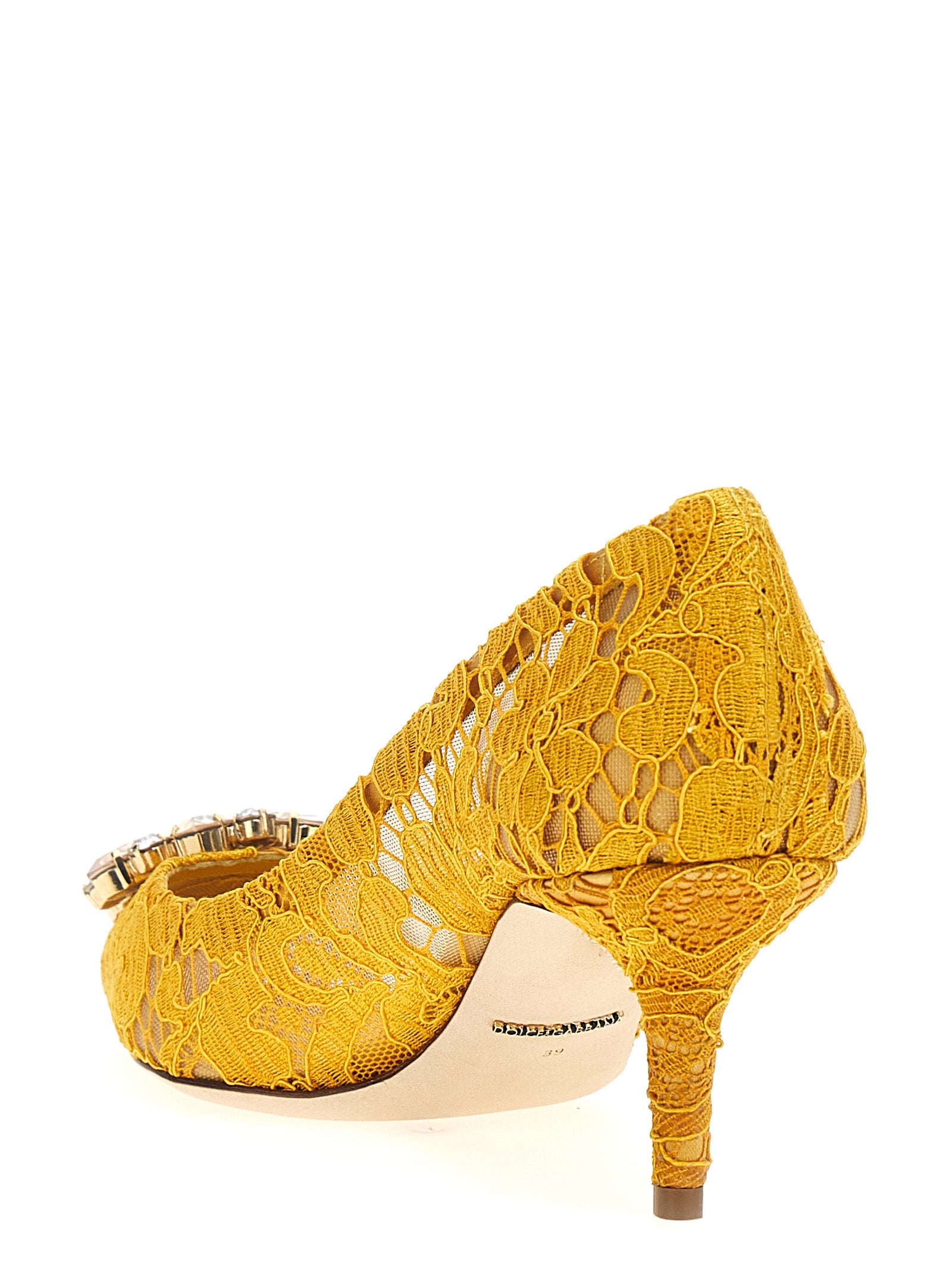 Mid-Heel Pumps Heels by Dolce & Gabbana for women in cotton viscose & leather bicolour & yellow features a effortless chic silhouette, showcasing the Women's Cotton Viscose & Leather Mid-Heel Pumps Heels design with a effortless chic mid-heel and for a effortless chic finish.