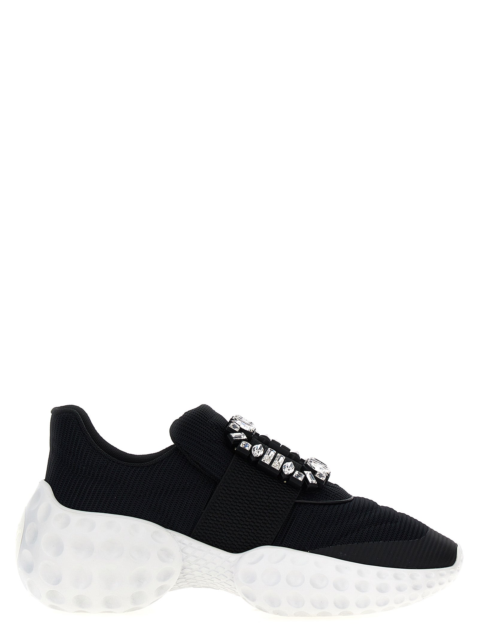 Athletic Sneakers by Roger Vivier for women in nylon polyvinyl polyethylene & polyurethane bicolour, black & white presents a sleek silhouette, perfectly capturing the slip-on style essence of Viv Women's Slip On Nylon Polyvinyl Polyethylene & Polyurethane Athletic Sneakers with its sleek design and premium finish.