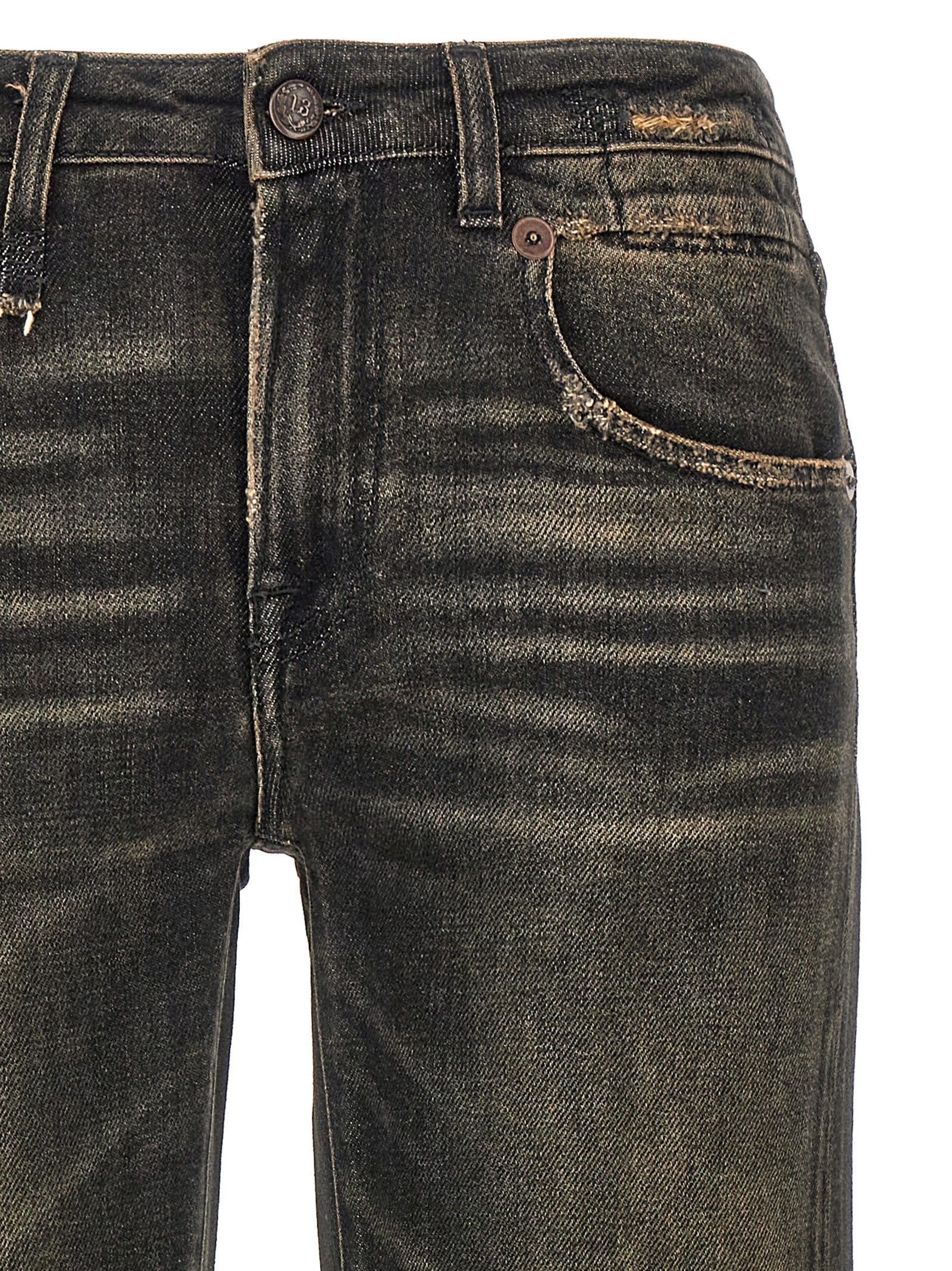 Jeans by R13 for women in stretch denim cotton black presents a refined pantology silhouette, artfully defined by a refined pantology straight & boyfriend, long, and a sophisticated .