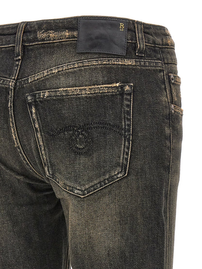 Jeans by R13 for women in stretch denim cotton black features an sartorial straight & boyfriend and long with a cut for a sartorial finish.