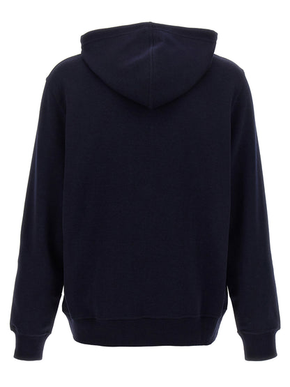 Sweatshirt Hoodie by Brunello Cucinelli for men in silk polyamide cotton & cashmere blue features an dramatic silhouette, showcasing a sophisticated hooded neckline and dramatic for a refined, modern aesthetic.