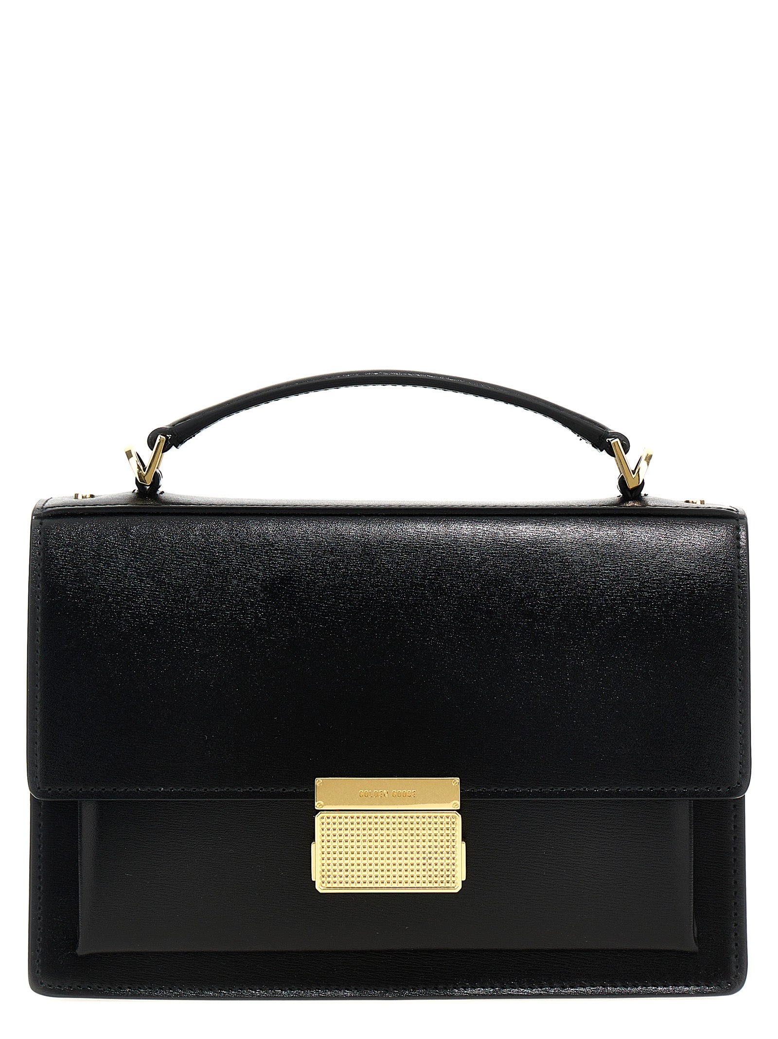 Handbag by Golden Goose for women in leather & metal black features an refined silhouette, showcasing a secure clip, ample , and versatile shoulder-strap, handle & adjustable-strap for a sophisticated refined aesthetic.