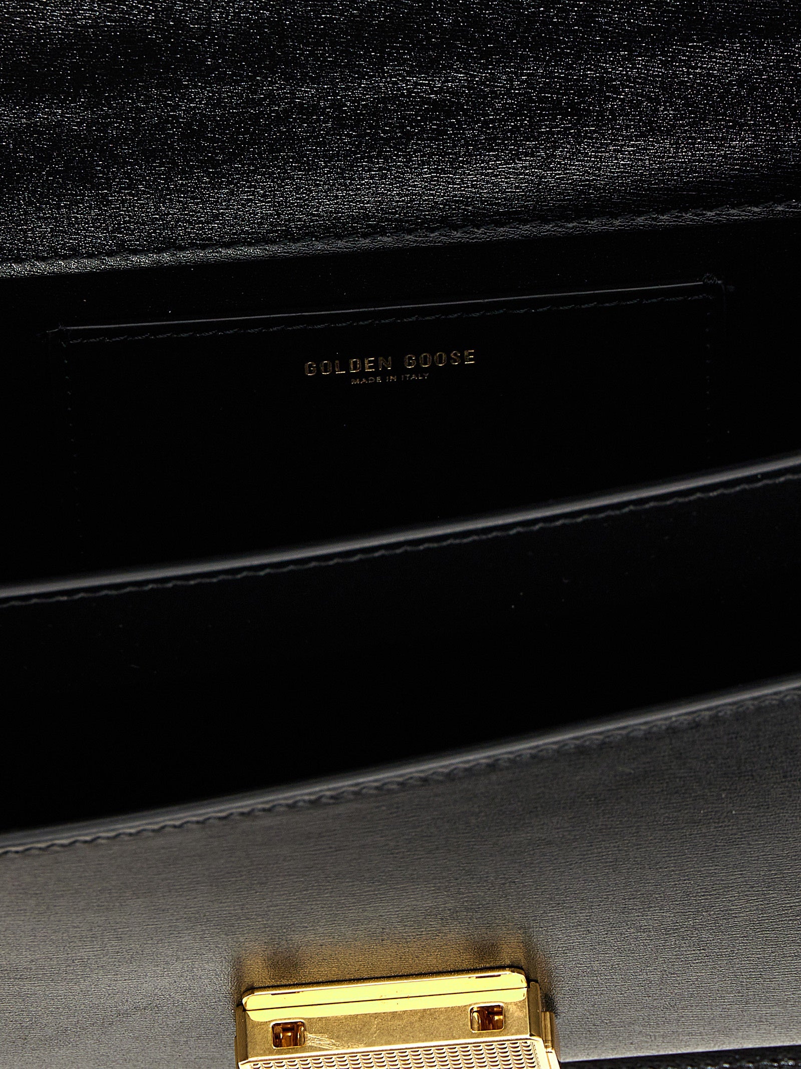 Handbag by Golden Goose for women in leather & metal black features a refined silhouette, showcasing a secure clip, organized , and versatile shoulder-strap, handle & adjustable-strap for a refined finish.