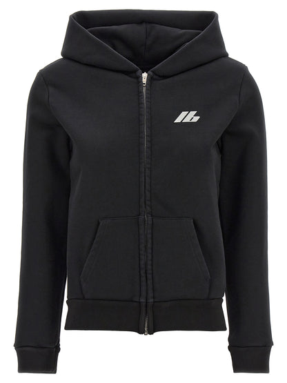 Sweatshirt Hoodie by Balenciaga for women in stretch cotton black & print features an luminous silhouette, showcasing a sophisticated hooded neckline and for a truly luminous look.