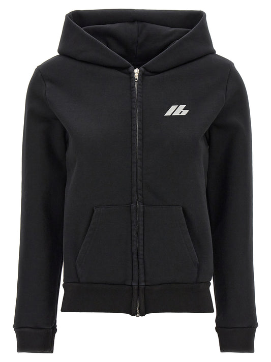 Sweatshirt Hoodie by Balenciaga for women in stretch cotton black & print features an luminous silhouette, showcasing a sophisticated hooded neckline and for a truly luminous look.