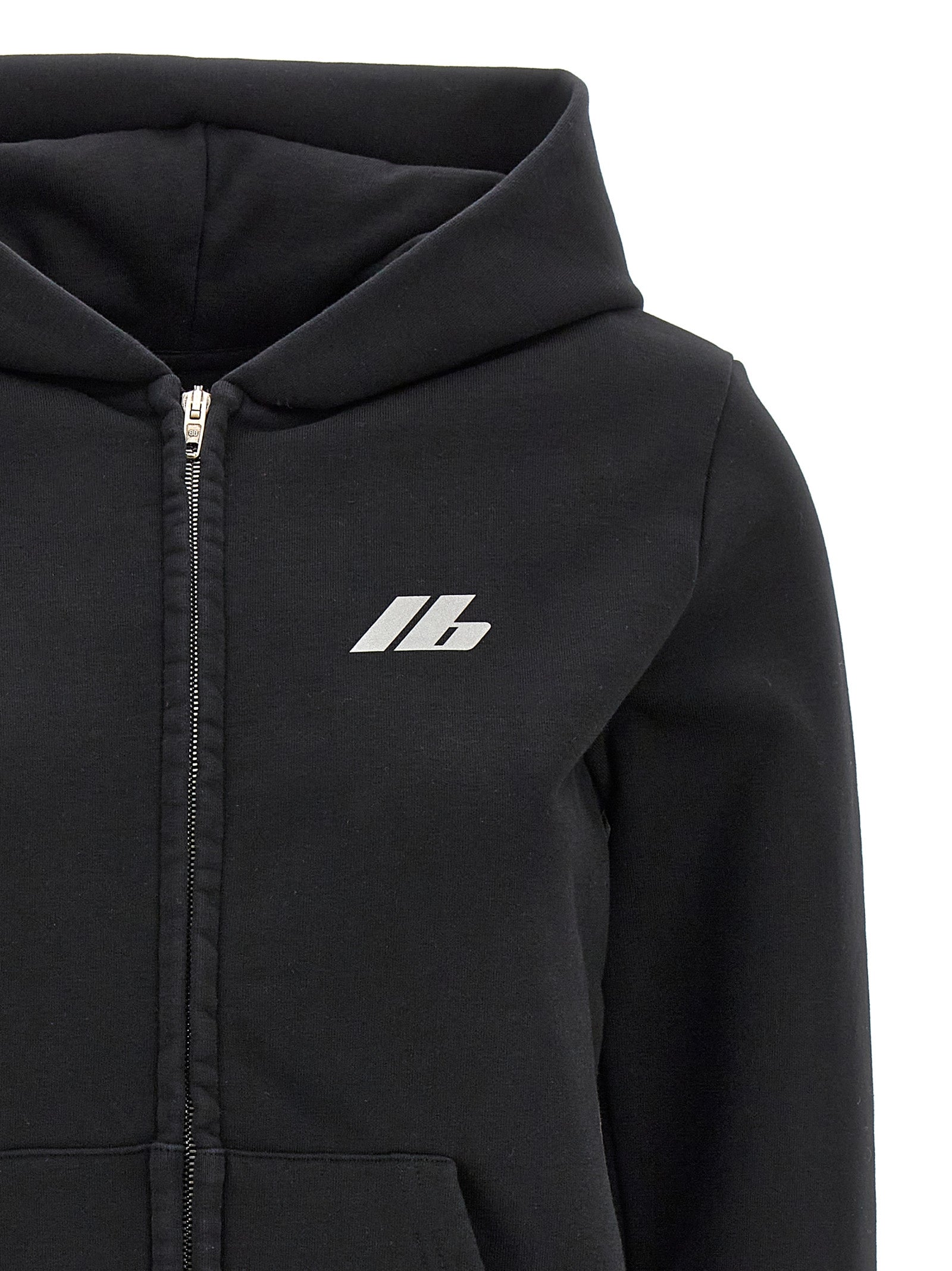 Sweatshirt Hoodie by Balenciaga for women in stretch cotton black & print features a authentic silhouette, showcasing a sophisticated hooded neckline and authentic detail for a refined finish.