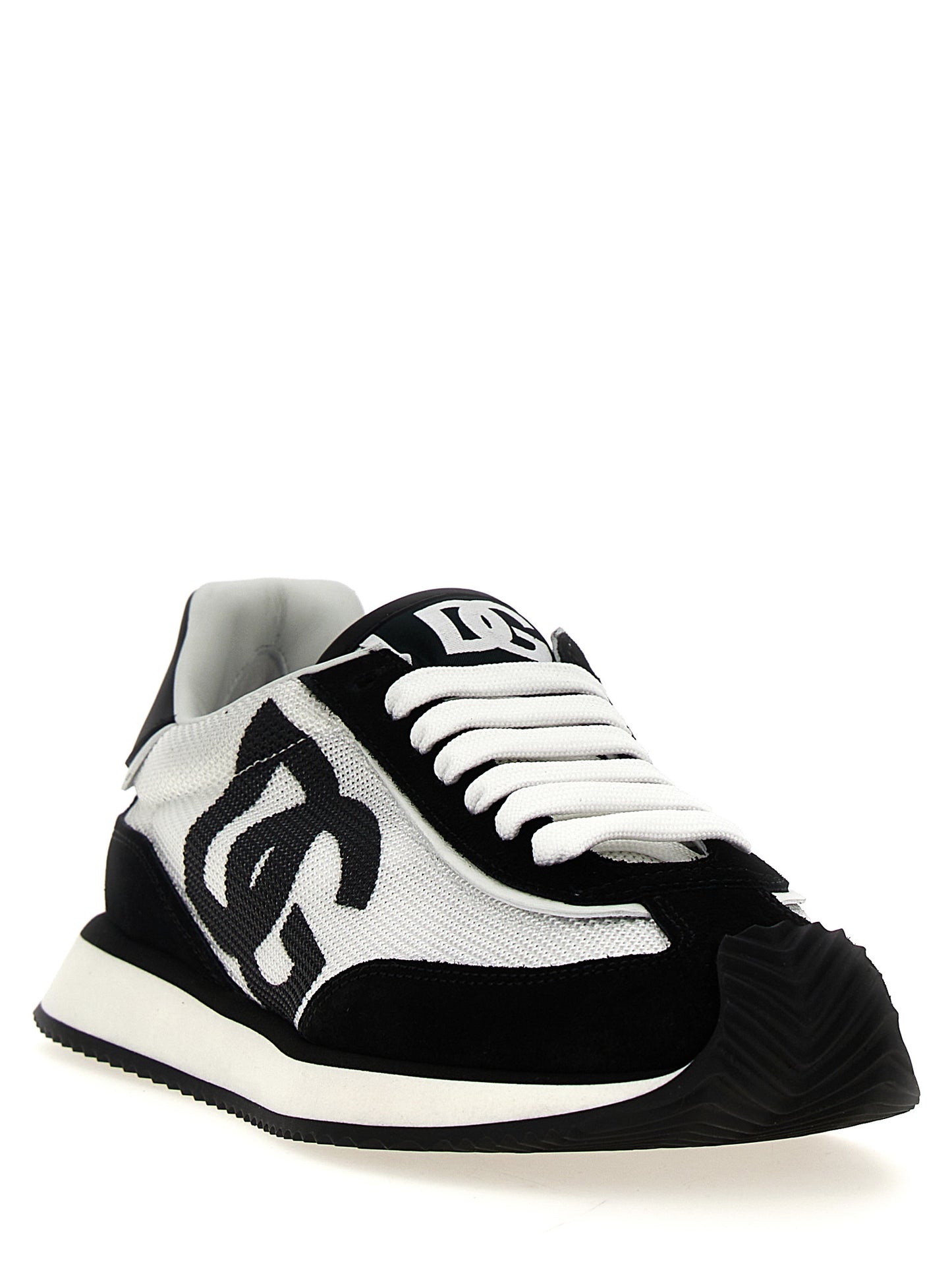 Athletic Sneakers by Dolce & Gabbana for women in suede calfskin leather & polyester bicolour, black & white features an timeless silhouette from the Women's Athletic Suede Calfskin Leather & Polyester Sneakers collection, showcasing a timeless athletic style for a timeless look.
