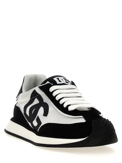 Athletic Sneakers by Dolce & Gabbana for women in suede calfskin leather & polyester bicolour, black & white features an timeless silhouette from the Women's Athletic Suede Calfskin Leather & Polyester Sneakers collection, showcasing a timeless athletic style for a timeless look.