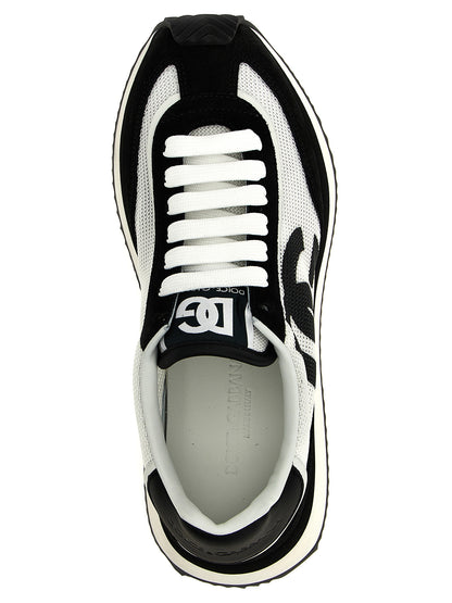 Athletic Sneakers by Dolce & Gabbana for women in suede calfskin leather & polyester bicolour, black & white showcases an impeccable silhouette, defined by an impeccable athletic style design that perfectly captures the essence of the Women's Athletic Suede Calfskin Leather & Polyester Sneakers.