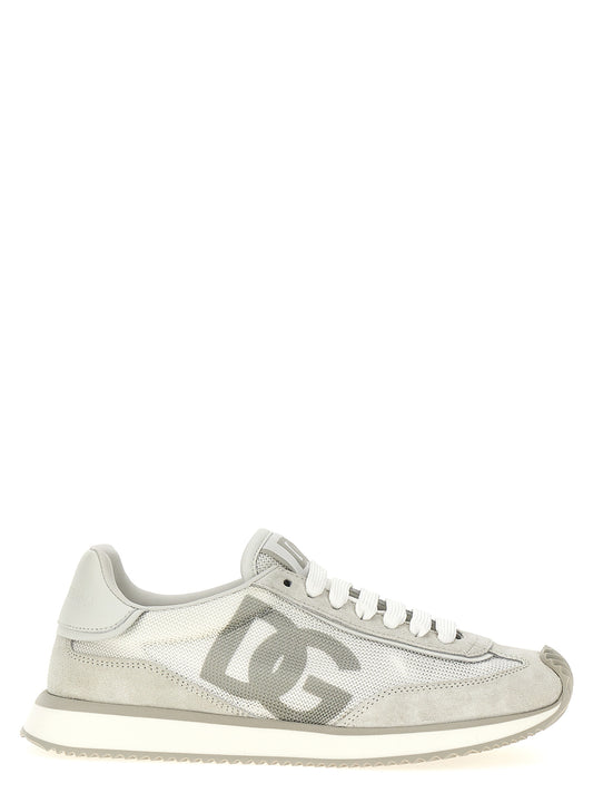 Athletic Sneakers by Dolce & Gabbana for women in calfskin leather & polyester white features an effortless chic silhouette, showcasing the signature athletic style of the Women's Athletic Calfskin Leather & Polyester Sneakers collection with a truly effortless chic finish.