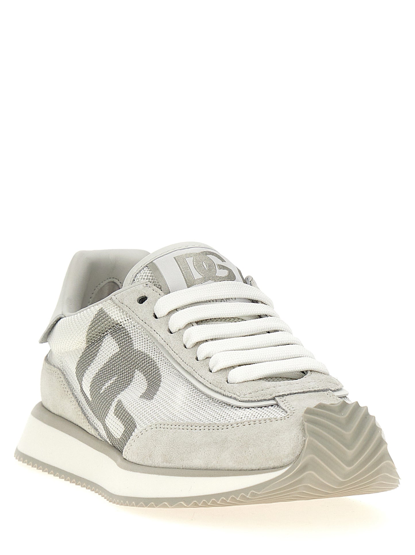 Athletic Sneakers by Dolce & Gabbana for women in calfskin leather & polyester white showcases an impeccable silhouette, defined by an impeccable athletic style design that perfectly captures the essence of the Women's Athletic Calfskin Leather & Polyester Sneakers.
