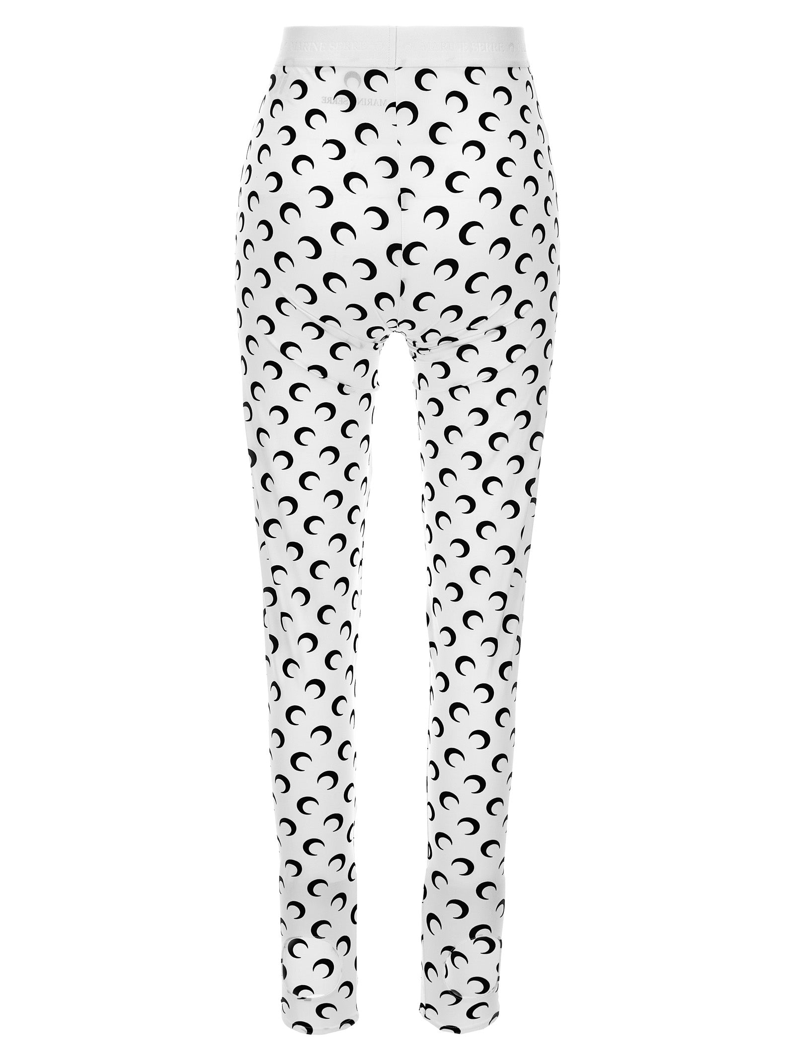 Activewear Leggings by Marine Serre for women in stretch polyamide bicolour, black & white features an dynamic leggings with long and , showcasing functional .