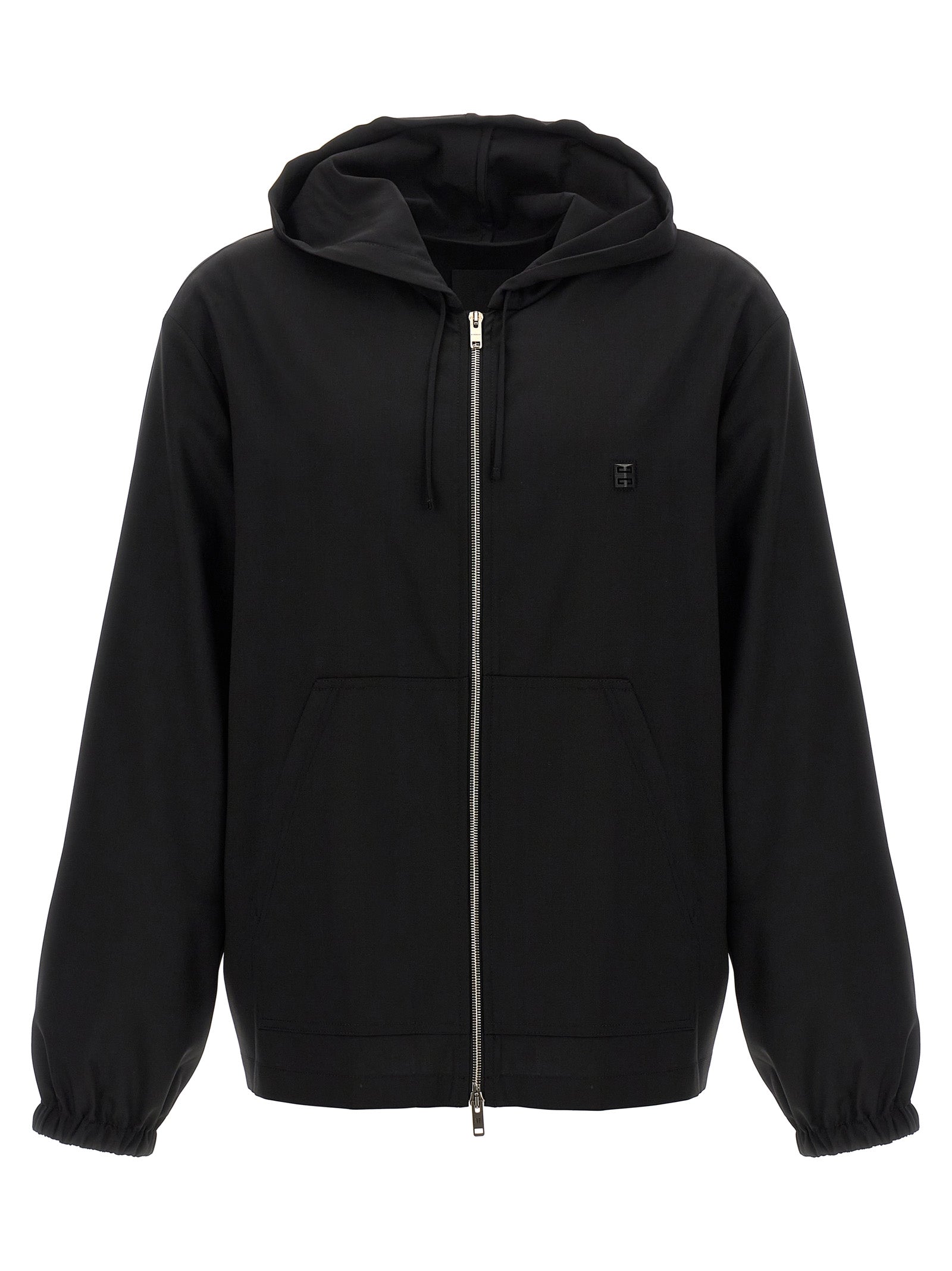 Sweatshirt Hoodie by Givenchy for men in virgin wool black features an avant-garde silhouette, showcasing a sophisticated hooded neckline and detail for a truly avant-garde finish.