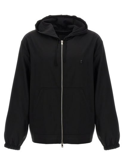 Sweatshirt Hoodie by Givenchy for men in virgin wool black features an avant-garde silhouette, showcasing a sophisticated hooded neckline and detail for a truly avant-garde finish.