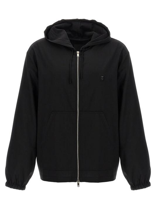 Sweatshirt Hoodie by Givenchy for men in virgin wool black features an avant-garde silhouette, showcasing a sophisticated hooded neckline and detail for a truly avant-garde finish.