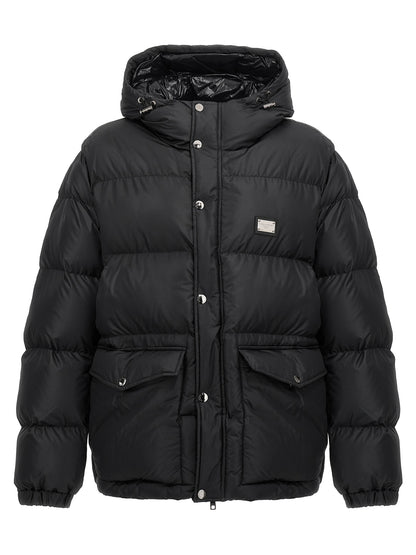 Dolce & Gabbana Men's Quilted Down Padded Polyester Puffer Jacket - Black