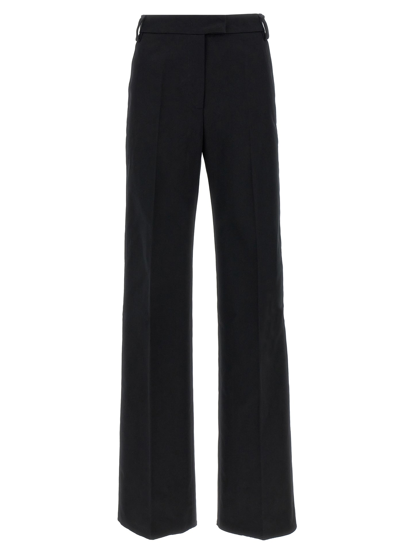 Casual Pants by THELATEST for women in cotton canvas black features an sartorial wide and long with a cut for a sartorial finish.