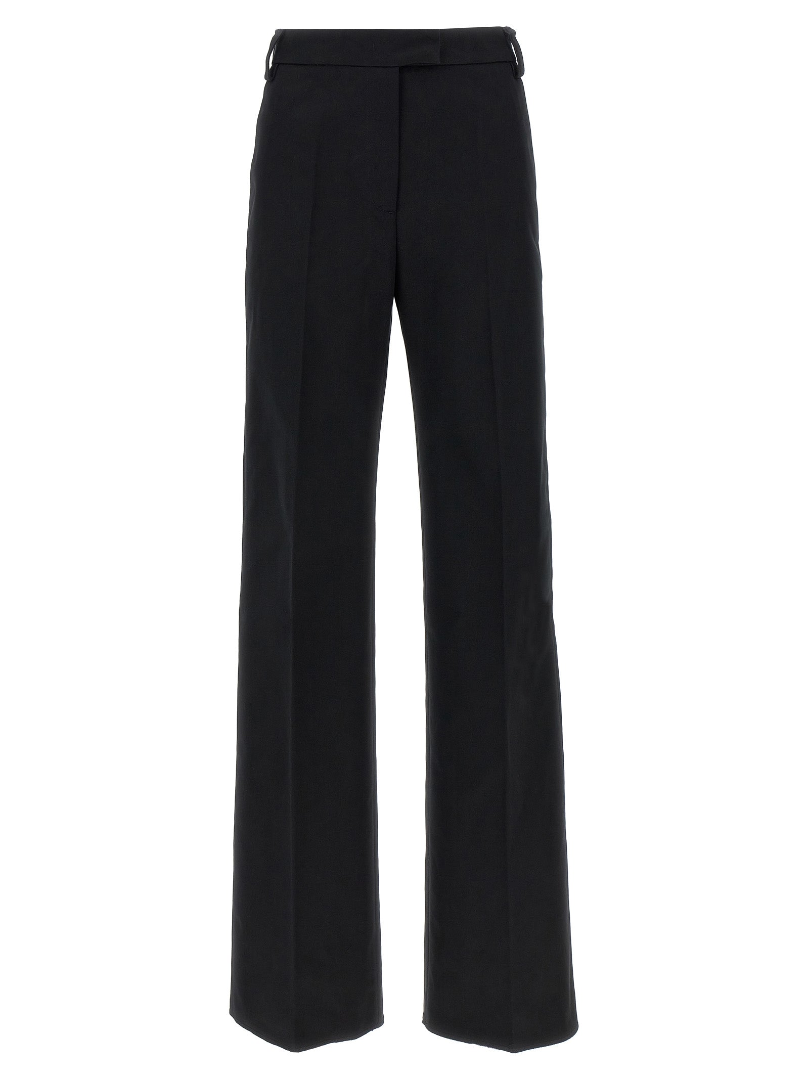 Casual Pants by THELATEST for women in cotton canvas black features an sartorial wide and long with a cut for a sartorial finish.