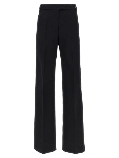 Casual Pants by THELATEST for women in cotton canvas black features an sartorial wide and long with a cut for a sartorial finish.