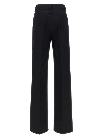 Casual Pants by THELATEST for women in cotton canvas black features a refined silhouette with a refined wide, defined by a and a refined long for a refined finish.