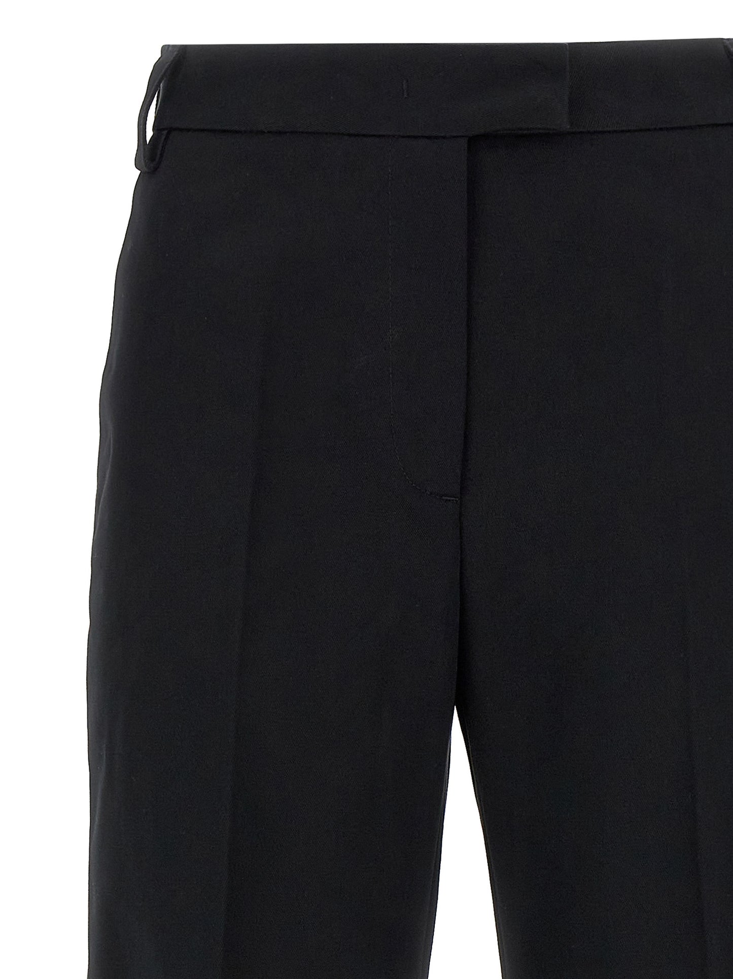 Casual Pants by THELATEST for women in cotton canvas black presents a tailored silhouette, showcasing a tailored wide and long cut with a refined for a truly tailored aesthetic.