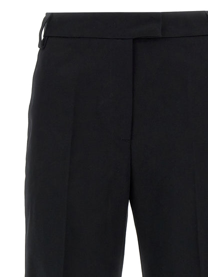 Casual Pants by THELATEST for women in cotton canvas black presents a tailored silhouette, showcasing a tailored wide and long cut with a refined for a truly tailored aesthetic.