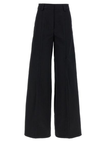 Casual Pants by THELATEST for women in cotton black features a refined silhouette with a refined wide, defined by a and a refined long for a refined finish.
