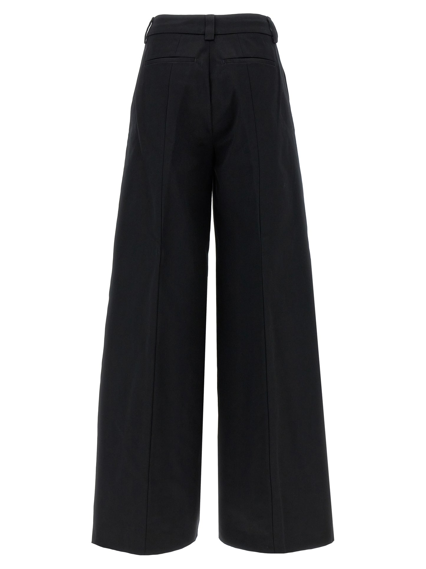 Casual Pants by THELATEST for women in cotton black presents a refined pantology silhouette, artfully defined by a refined pantology wide, long, and a sophisticated .