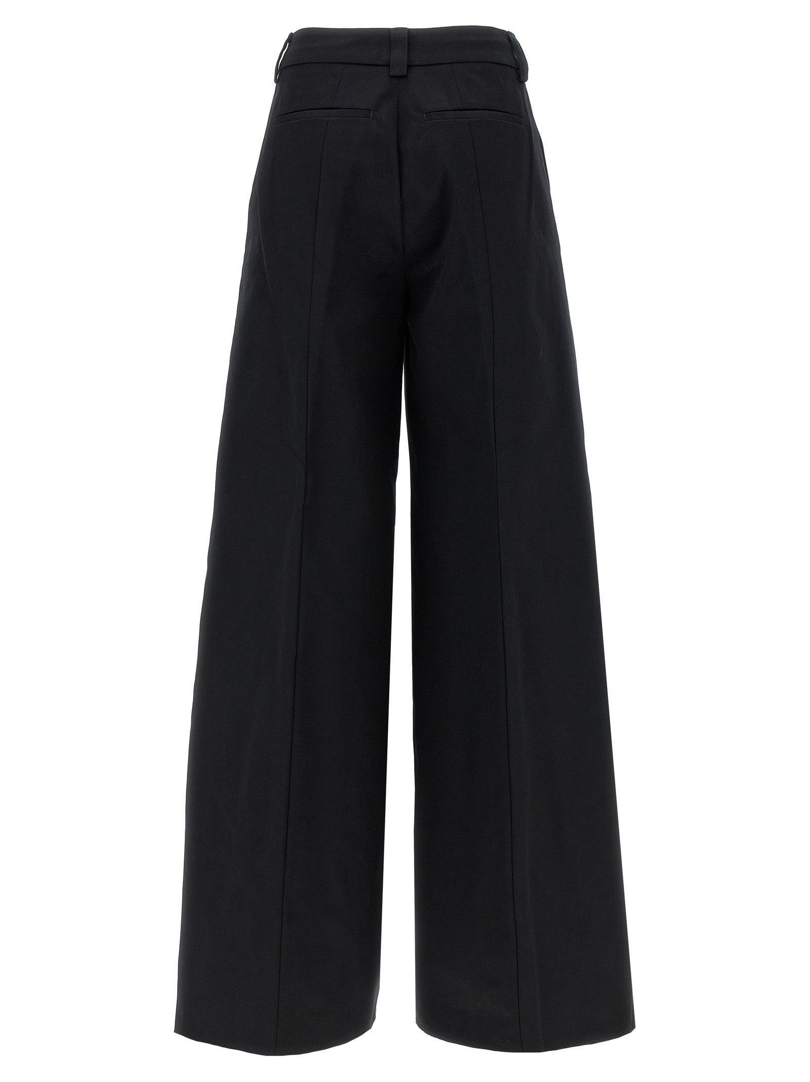 Casual Pants by THELATEST for women in cotton black presents a refined pantology silhouette, artfully defined by a refined pantology wide, long, and a sophisticated .