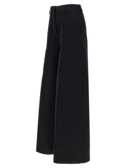 Casual Pants by THELATEST for women in cotton black features an refined tailoring silhouette, showcasing a premium wide with a and long cut for a refined tailoring look.