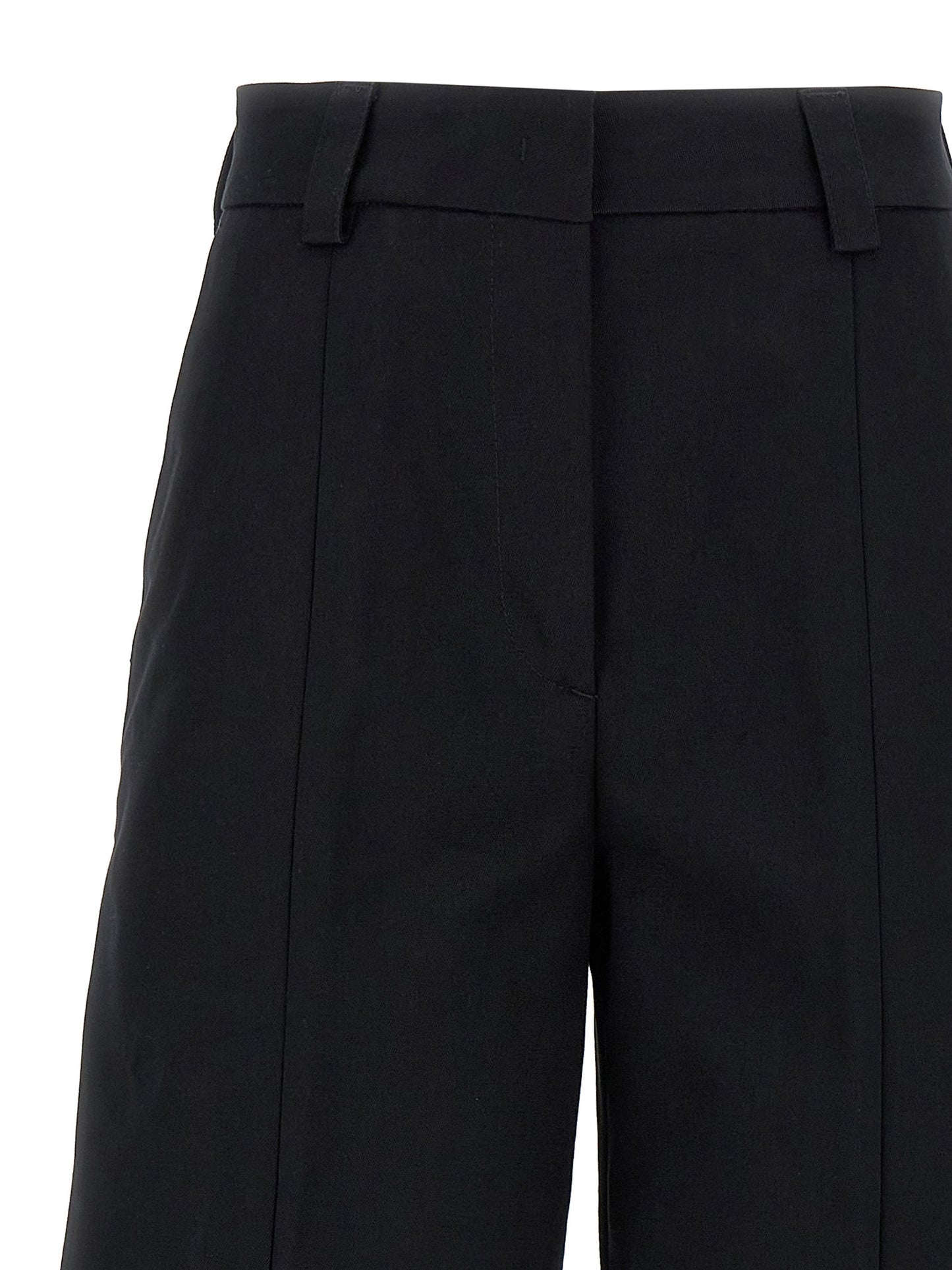 Casual Pants by THELATEST for women in cotton black features a polished silhouette with a polished wide, reaching a polished long and finished with a polished .