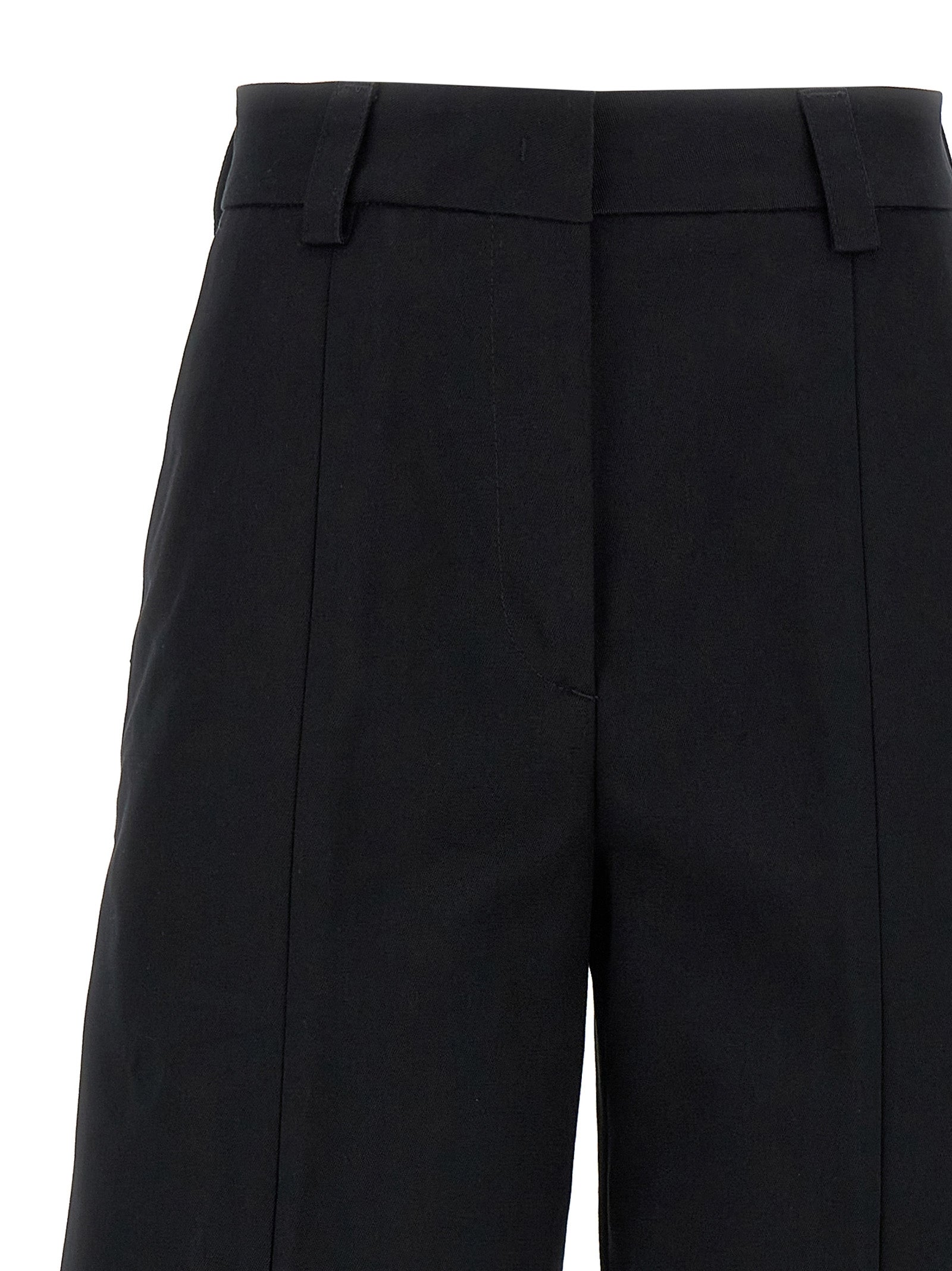 Casual Pants by THELATEST for women in cotton black features a polished silhouette with a polished wide, reaching a polished long and finished with a polished .