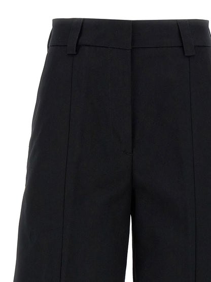 Casual Pants by THELATEST for women in cotton black features a polished silhouette with a polished wide, reaching a polished long and finished with a polished .