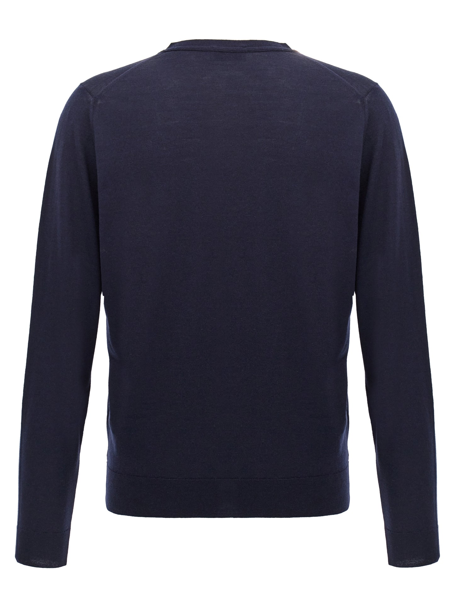 Cardigan by JOHN SMEDLEY for men in wool blue showcases a captivating silhouette, artfully detailed with a captivating and wrap neckline for a truly sophisticated captivating look.