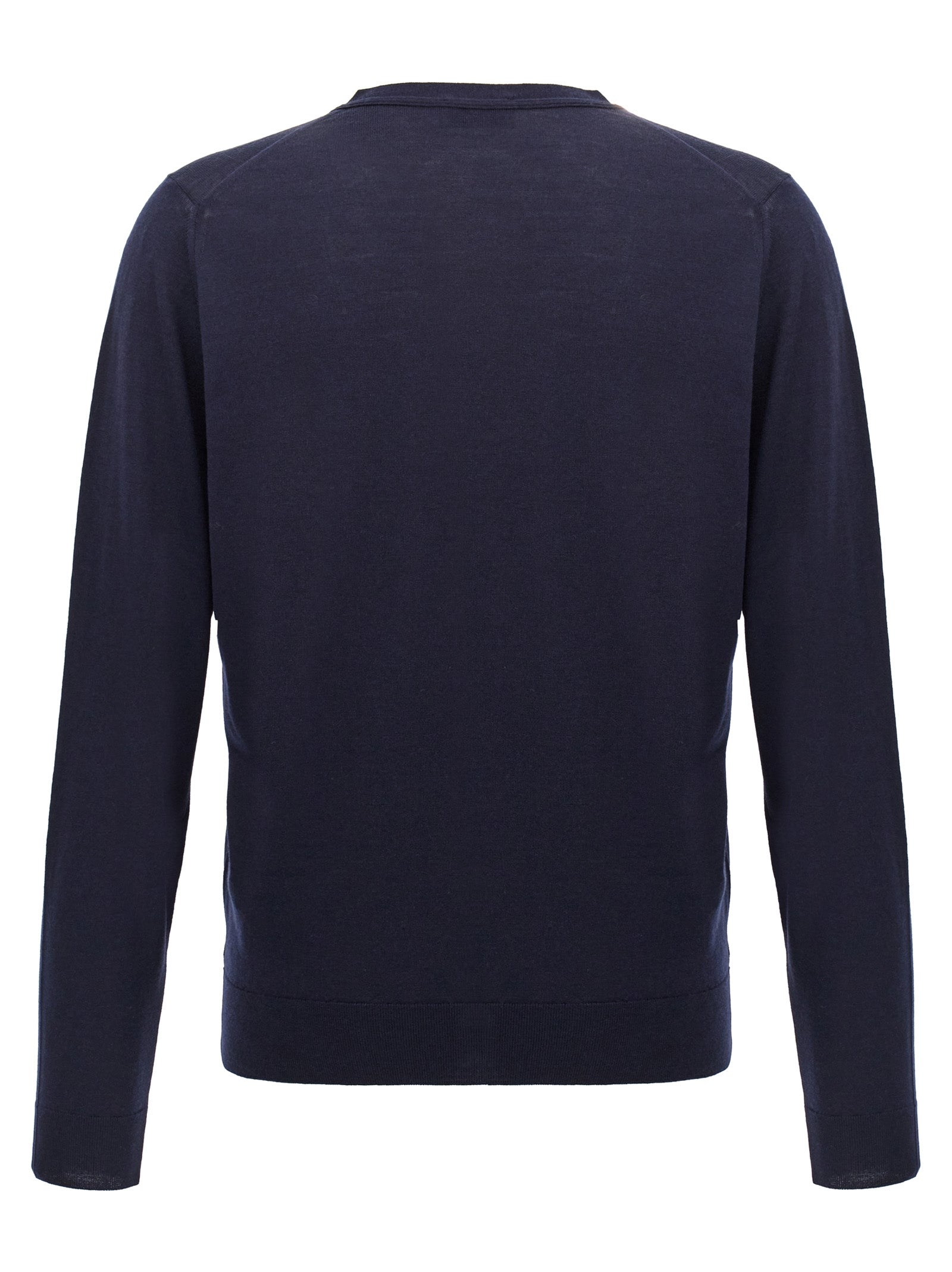 Cardigan by JOHN SMEDLEY for men in wool blue showcases a captivating silhouette, artfully detailed with a captivating and wrap neckline for a truly sophisticated captivating look.