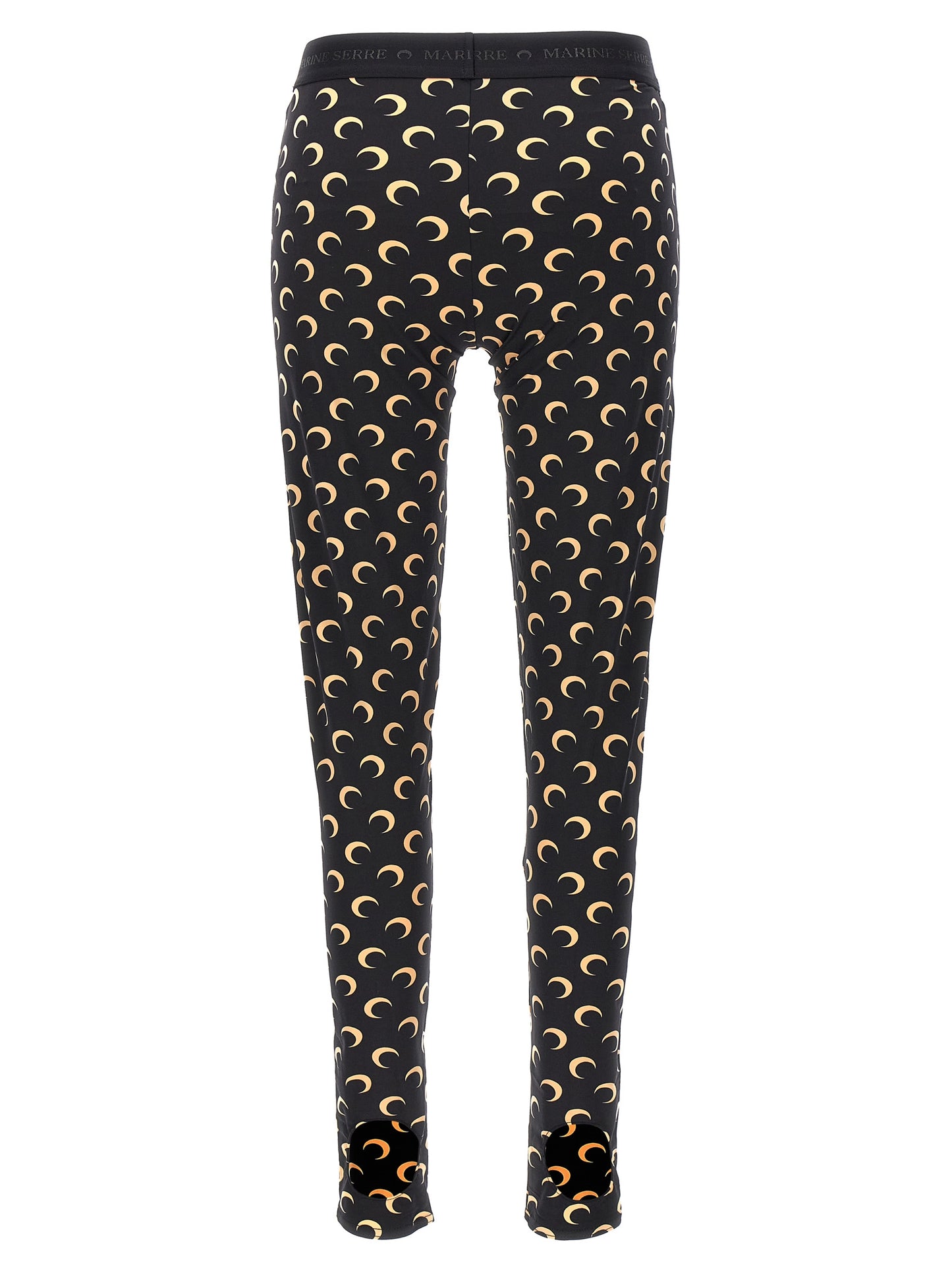 Activewear Leggings by Marine Serre for women in stretch polyamide black, patterned & signature features an streamlined leggings and with a long cut, beautifully enhanced by performance-driven .