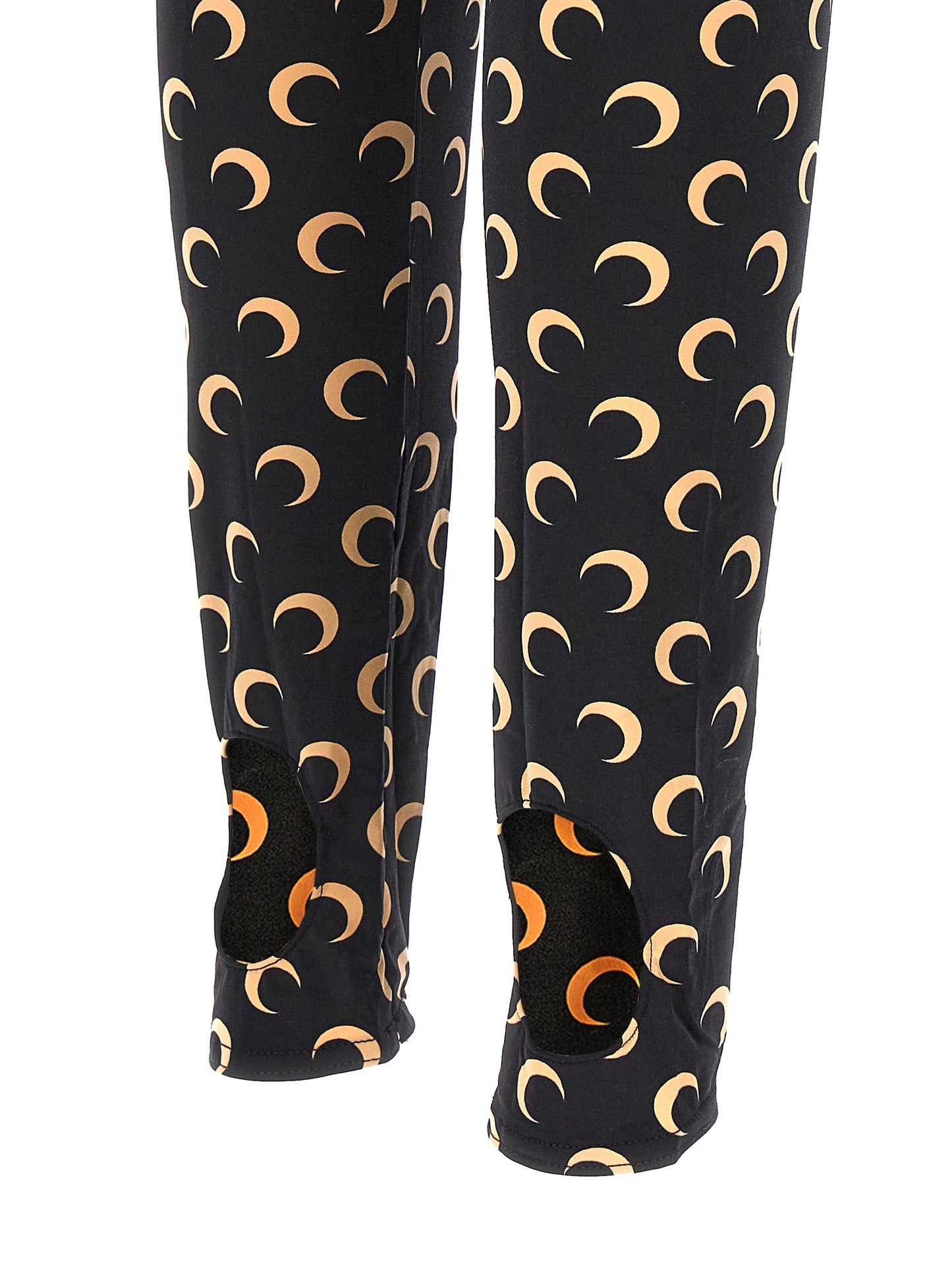 Activewear Leggings by Marine Serre for women in stretch polyamide black, patterned & signature features an ergonomic leggings with , highlighting a ergonomic and long for a premium, high-performance look.