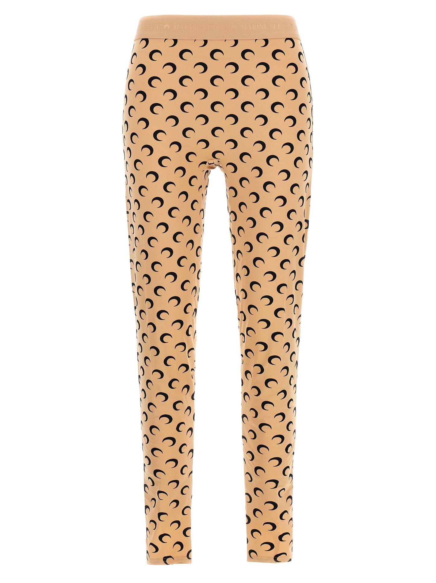 Activewear Leggings by Marine Serre for women in stretch polyamide beige features a sporty leggings with a and long, showcasing a sporty silhouette enhanced by innovative .