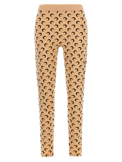 Activewear Leggings by Marine Serre for women in stretch polyamide beige features a sporty leggings with a and long, showcasing a sporty silhouette enhanced by innovative .